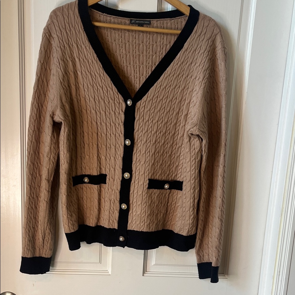 Adrianna Papell Tan and Black Cardigan